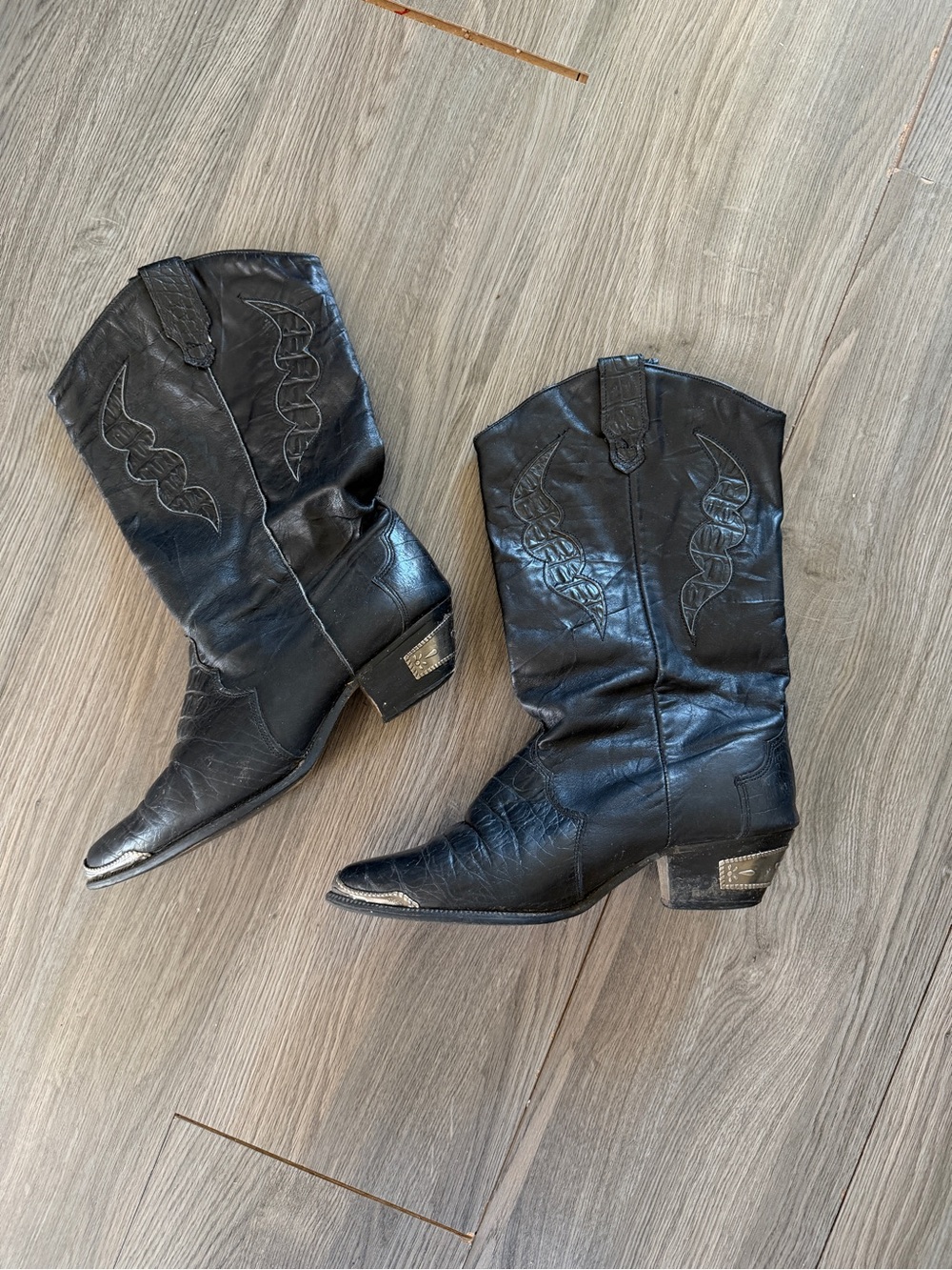 dingo vintage Black Leather Western Cowboy Boots